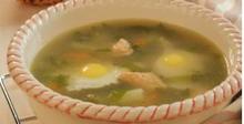Зеленчукова супа с картофи, лапад и яйца